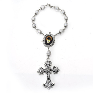 Bracelet chapelet en cristal avec pendentif croix religieuse de forme ovale, bijou de décoration pour la maison RB-057 - Product Image 2