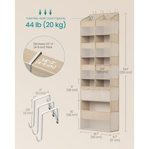 Over The Door Organizer 9 Compartment Foldable Storage <b>Shelf</b> For Closet Bathroom Bedroom With Metal <b>Hooks</b> - Product Image 3