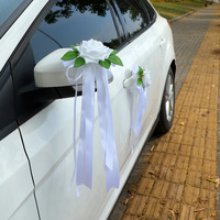 Hochzeitsauto-Schleife Rückspiegel-Dekoration Künstliche Blumen Stoff-Dekor Türgriff-Bindeband Rosen-Kutsche Girlande Blumenstrauß Band Muttertag