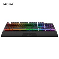AIKUN GX922 alüminyum kablolu programlanabilir oyun klavyesi RGB arka mekanik anahtarları Ultra ince çerçeve ses kontrolü