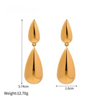 Pendientes Colgantes de Acero Inoxidable al por Mayor, Chapados en Oro de 18K, Antideslustre, con Diseño de Lágrima Gruesa, para Mujer
