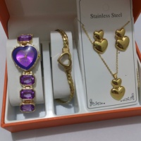 Lot de 5 montres à quartz de luxe pour femme avec parure de bijoux en acier inoxydable, mouvement à quartz, montre élégante pour femme, cadeaux de fêtes