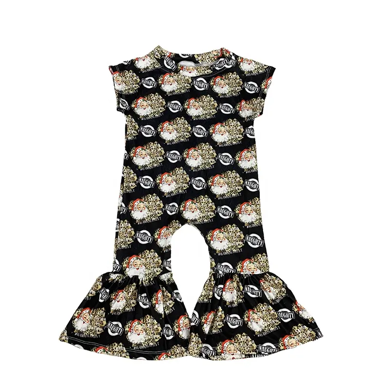 Fashion christmas santa Printed Baby Girls Bell Bottoms Rompers boutique festival clothing