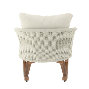 Silla Mecedora de Mimbre Beige con Cojines Suaves de Poliéster y Estructura de Madera Resistente, Muebles de Jardín Portátiles para Exteriores - Product Image 2