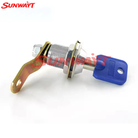 Serrure à came tubulaire SUNWAYT en alliage de zinc argenté de haute qualité 17mm/27mm avec clé en fer et couvercle en plastique pour la protection des armoires de machines de jeu