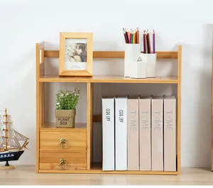 가정 및 사무실 탁상용 책꽂이를 위한 서랍을 가진 대나무 책상 저장 선반 책장
