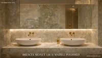 Marbre FANCY STONE BRESCIA MONET, finition polie 1,8 cm, pour comptoirs de cuisine, murs de salle de bain et projets d'aménagement intérieur