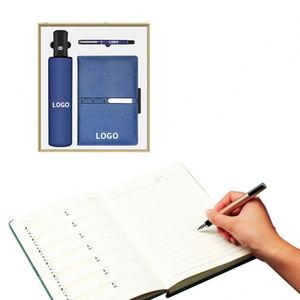Set de Regalo de Cuaderno A5 con Logotipo Personalizado, Diario y Bolígrafo, con Paraguas - Product Image 1