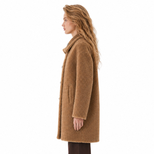 Abrigo <span class=keywords><strong>de</strong></span> Lana Reversible para Mujer Boying, Invierno 2025, Nuevo Modelo, Cálido, con Solapa y Forro <span class=keywords><strong>de</strong></span> Borrego, Personalizado, OEM, ODM, Venta al Por Mayor - Product Image 3