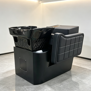 XFMC Meilleures ventes : Fauteuils de lavage pour salon de coiffure, entièrement noirs, mobilier de salon rétro, avec bac à <span class=keywords><strong>shampoing</strong></span> et chaise de haute qualité pour salon de coiffure - Product Image 4