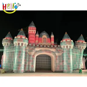 Stage Event decorative colourful inflatable stage show decoration inflatable castle background wall with LED lights