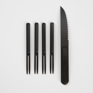 Disposable Plastic Knife And Fork Set Pink For Camping And Outdoor Use 1 Knife 4 Forks Individually Packaged - Product Image 3