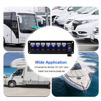 Panneau de commutation à bascule étanche 12V 24V 8 interrupteurs avec chargeur USB double 4.2A et rétroéclairage LED bleu pour marine, camping-car, camion