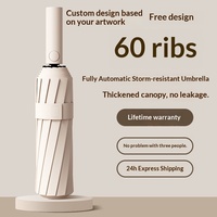 Parapluie Automatique Pliant Personnalisé à 60 Côtes, Extra Large, Renforcé, Protection Anti-UV, Design Moderne, Idéal pour les Affaires