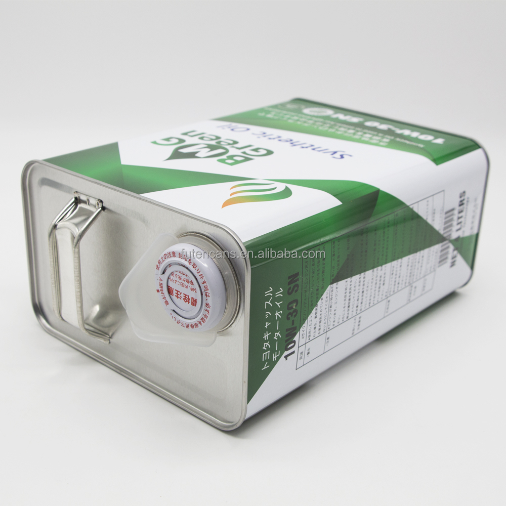 Customized 4L printed tin can square tin motor oil container for engine oil packaging