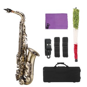 Saxofón Alto de estilo Vintage, e-flat Eb Alto, instrumento de viento de madera con estuche de transporte, correas para mochila de cuello, boquilla para principiantes - Product Image 1