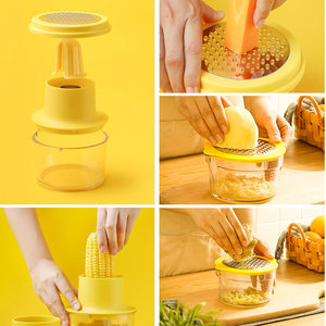 <b>Vegetable</b> Grater Remover Multifunction Peeler Corn Cob Stripper Ginger Garlic Thresher Corn Sheller with Bowl - Product Image 4