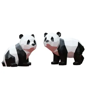 동물원 정원 동물 조각상을위한 귀여운 유리 섬유 팬더 조각