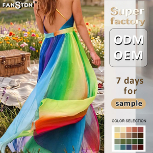 Vestido Camisero <span class=keywords><strong>de</strong></span> Malla Arcoíris para Mujer 2026 - Maxi Sexy con Escote en V Profundo y <span class=keywords><strong>Tirantes</strong></span>, Vestido Vibrante Multicolor para Fiesta <span class=keywords><strong>de</strong></span> Verano al por Mayor - Product Image 2