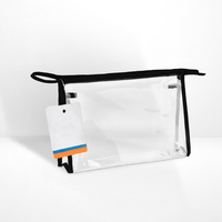 Pochette de maquillage transparente personnalisée avec logo, sac à fermeture éclair en PVC transparent