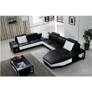 Conjunto de sofás en forma de U para el hogar, Color gris/Rojo/Negro Blanco, personalizado, de cuero genuino, para sala de estar - Product Image 3