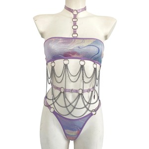 Intimo Sexy Erotico da <span class=keywords><strong>Donna</strong></span>, Set con Reggiseno Elastico e Catena, Perizoma Sexy, Lingerie <span class=keywords><strong>Sensuale</strong></span> di Lusso - Product Image 6