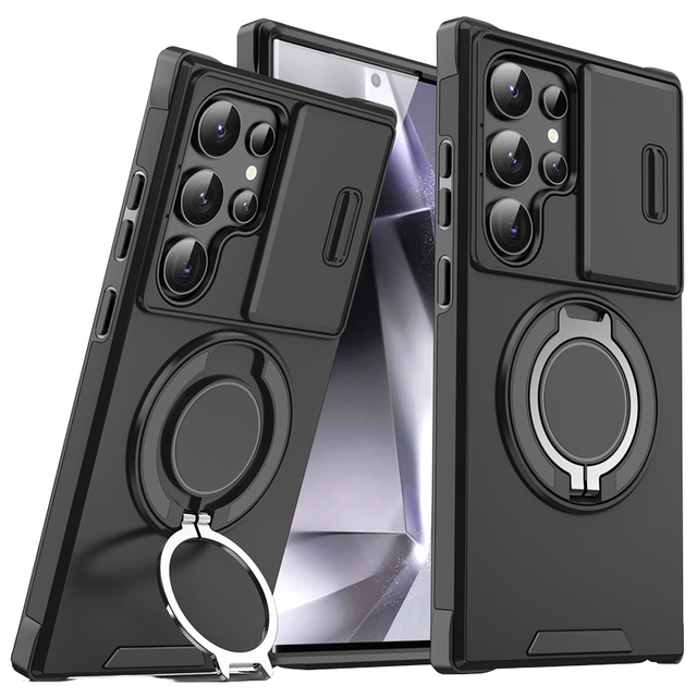 Heavy Duty Rugged Hybrid Armor 2-in-1 Slide Camera Lens Protective Phone Case for Samsung for Galaxy S23 S24 S25 Ultra A26