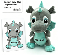 Dragon en peluche sur mesure, jouet en peluche gris, mini jouet en peluche dinosaure