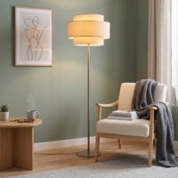 Lampe sur pied en tissu de style européen E27, lampe sur pied moderne pour chambre à coucher, chambre d'enfant, lampe de sol