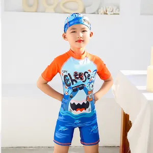 badehose kinder verkauf Suppliers-Hot Sale Boy Badehose Sark Pattern Design Kinder Badehose Einteiliger Langarm Kid Boy Badeanzug