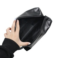 Tas perlengkapan mandi kustom untuk pria, Kit Dopp pencukur perjalanan besar, tas kosmetik kulit PU tahan air untuk kamar mandi