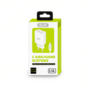Cargador Rápido S&N 3.1A USB con Cable para Dispositivos Micro USB - Product Image 2