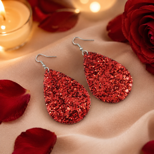 Orecchini a goccia con paillettes per donna, in ecopelle bifacciale, gioielli per le orecchie alla moda e scintillanti - Product Image 3