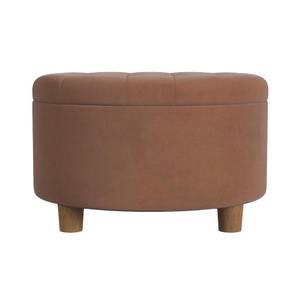 Pouf de rangement relevable rond OE HOME moderne et contemporain de 28 pouces avec tabouret intégré en tissu velours marron Spice - Product Image 2