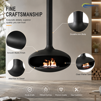 Brasero suspendu créatif nordique pour intérieur, à bois, de luxe, décoratif, avec cadre en acier noir mat et en fer