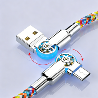 Cable USB Tipo-C Bidireccional Giratorio de 90 Grados, 3.28 Pies, 65W, Trenzado de Nailon, Carga Rápida para Laptop, Tablet, Teléfono, Laptops para Juegos
