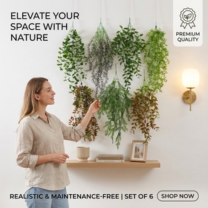 Plantes suspendues artificielles en plastique <span class=keywords><strong>pas</strong></span> chères, fausse verdure, feuillage, plantes murales, fausse guirlande de vigne en rotin pour décoration de mariage - Product Image 1
