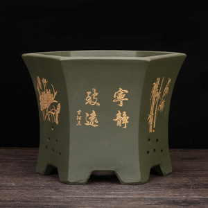 <span class=keywords><strong>Pot</strong></span> d'orchidée hexagonal simple en Zisha de Yixing, <span class=keywords><strong>pot</strong></span> respirant pour Clivia et <span class=keywords><strong>Cymbidium</strong></span>, décoration de bureau et de salon pour bonsaïs - Product Image 4