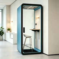 Cabine de bureau insonorisée portable et moderne avec éclairage LED, design mobile, système de ventilation et caractéristiques écologiques pour le bureau à domicile