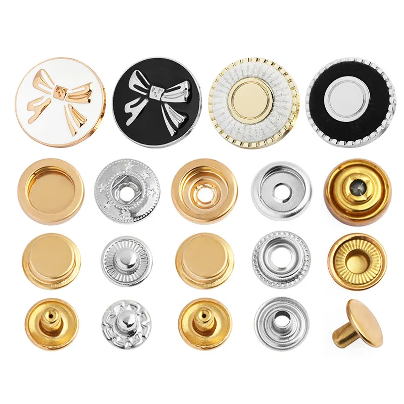 Custom 4 Parts Press Snap Fastener Metal Snap Button For Clothing