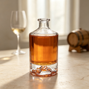 Bouteille en verre vide transparente pour <span class=keywords><strong>whisky</strong></span> et spiritueux, haute et fine, à épaule arrondie, base lourde, couleur <span class=keywords><strong>Bordeaux</strong></span>, vente en gros directe usine - Product Image 5