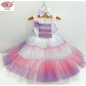 Vente en gros Adorable robe de réveillon de Noël pour bébé avec silhouette de décoration en couches arc-en-ciel multicolores - Product Image 1