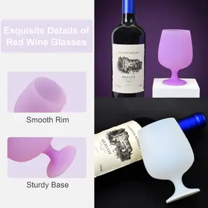 Gelas anggur silikon tidak dapat pecah dengan batang cangkir anggur lezat untuk koktail merah dan putih