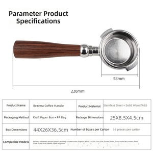 <span class=keywords><strong>Bezzera</strong></span> Porte-filtre nu 58 mm à 2 oreilles en acier inoxydable, poignée de machine à expresso sans fond, accessoire de remplacement - Product Image 3