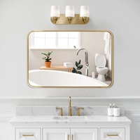Stock d'usine minimaliste encadré salle de bain argent miroir rectangle verre mur décor de chambre avec effet LED néon infini