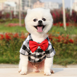 <b>Dog</b> Plaid Shirt With Bow Tie For Small Medium Large Pets Spring Summer Wear - Product Image 2