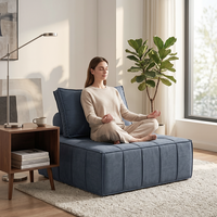 Fauteuil Modulaire Contemporain en Tissu Tofu, Chaise Sans Accoudoirs avec Coussins Profonds, Canapé Rembourré pour Appartement et Salon