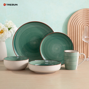 16 Pieces Stylish Dishes Plates Stoneware Plates Dinner <b>Set</b> Custom Ceramic Dinnerware <b>Sets</b> - Product Image 1