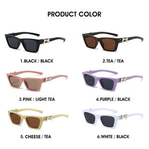 Lunettes de soleil style coréen, monture noire en PC, protection UV400, design œil de chat avec nœud, mode féminine, tendance Y2K, type 3 - Product Image 2