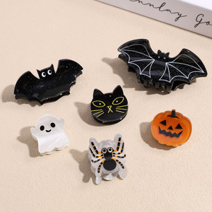 Suitable for Women and Girls Halloween Theme Costume Bat Ghost Spider Cat Pumpkin Glitter Hair Claw - Product Image 1